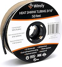 Wirefy 4.8 mm Waterproof Heat Shrink Tubing - 3:1 Double Wall Heat Shrink Tubing - Adhesive Coating - Black - 15m Roll