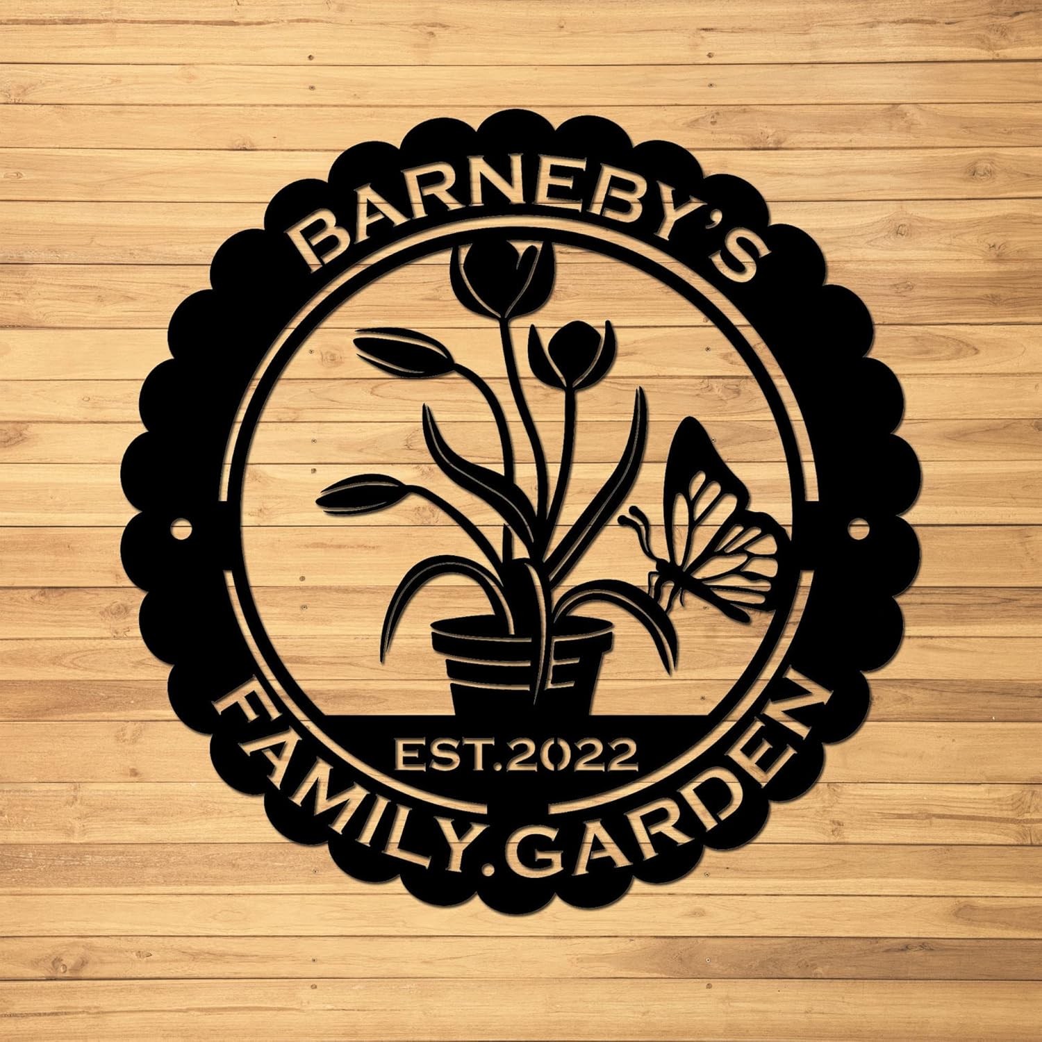 Custom Metal Garden Sign Flower Butterfly Metal Sign for Garden Personalized Garden Sign Garden Metal Wall Art Garden Signs