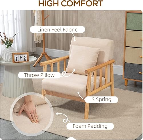 Miniatura 4 de HOMCOM Sofá individual de 24.5 pulgadas para espacios pequeños, sofá moderno para dormitorio, muebles de sala de estar, sofá pequeño tapizado con