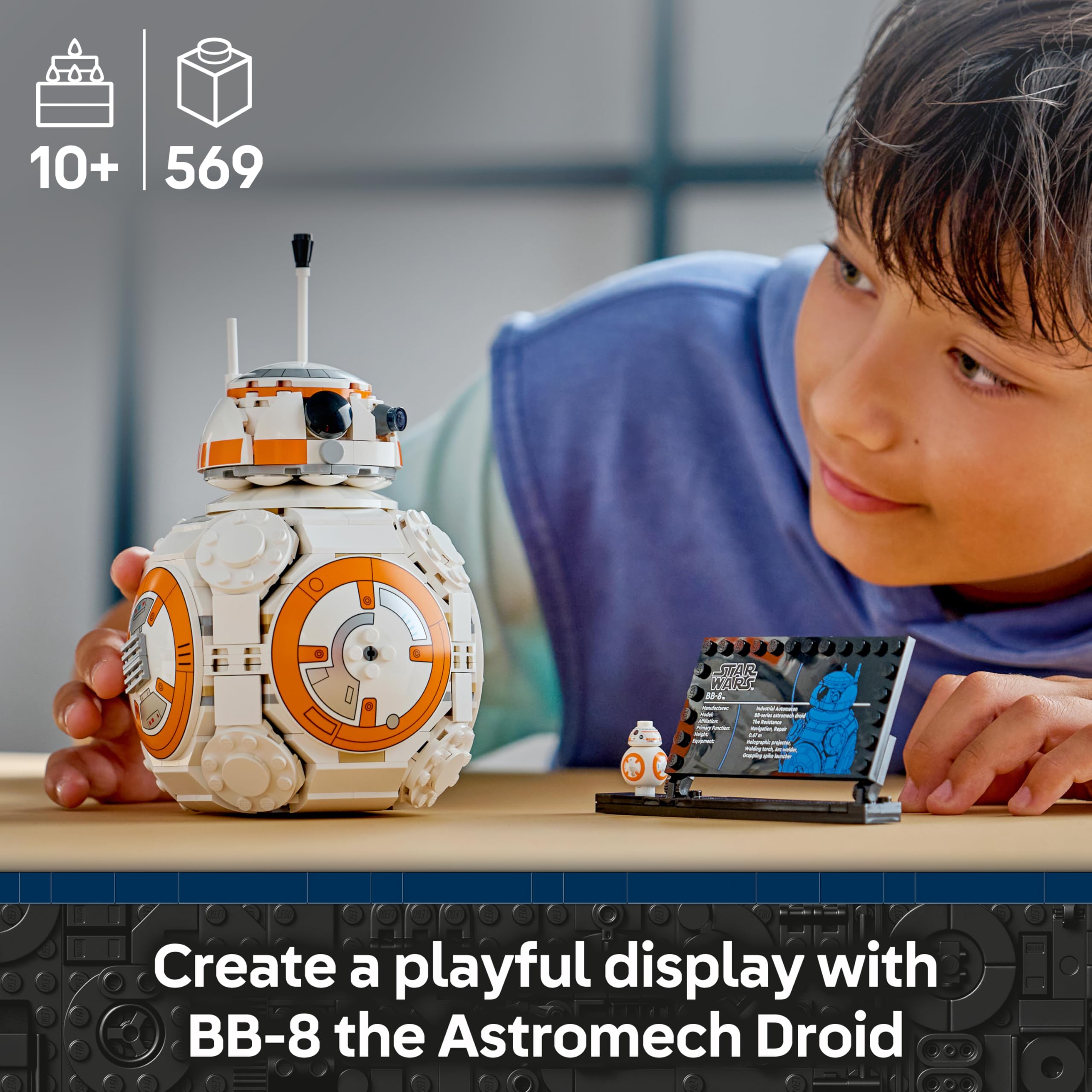 LEGO Star Wars 75452 BB-8 Astromech Droid Figure Model Kit, Building Toy w/a Spinning Head & Wheel, Bedroom Decor Idea - Image 2