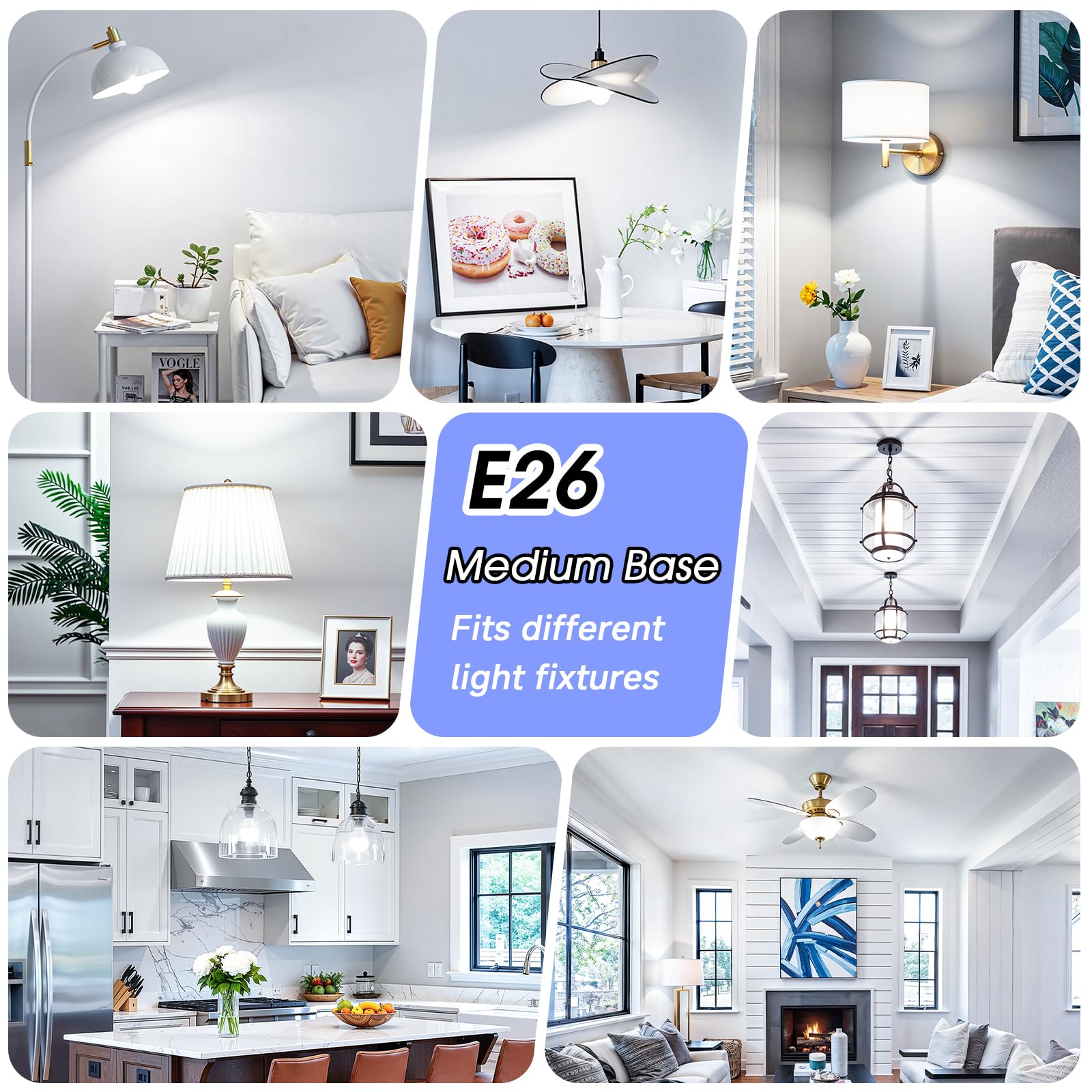 A19 LED Light Bulb 60 Watt Equivalent LED Bulbs 5000K Daylight White 850LM E26 Base Non-Dimmable 9W Bright — view 5