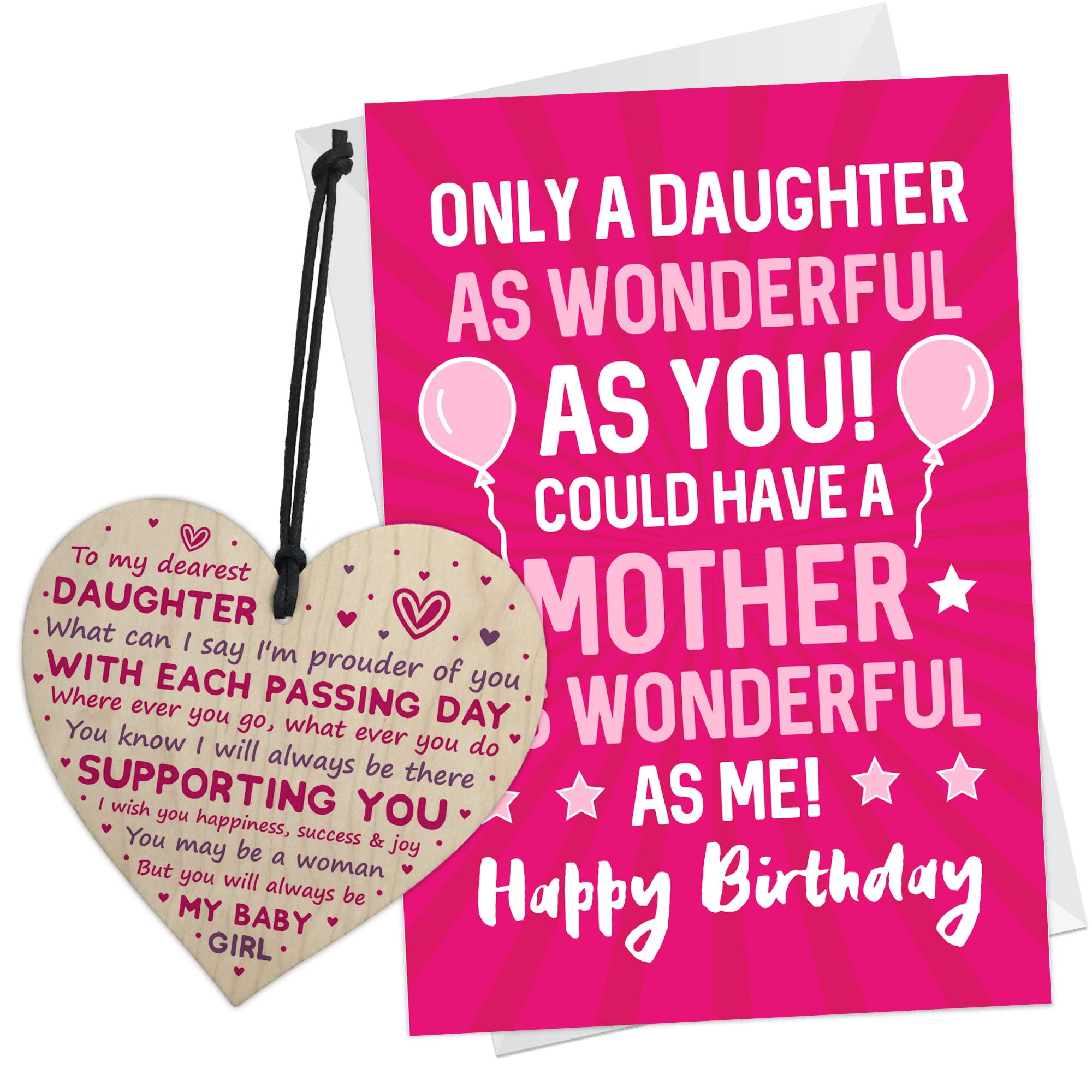 RED OCEAN Funny 16th 18th 21st Birthday Gift For Daughter Heart And Card Set Birthday Card For Daughter