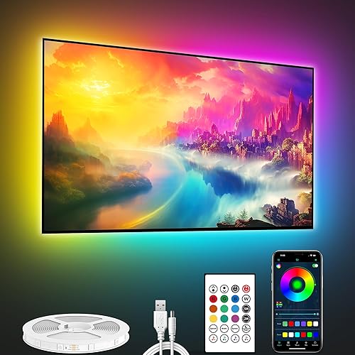 Miniatura 1 de maylit ICRGB Luces LED para TV, retroiluminación LED Bluetooth TV de 9.8 pies para 24-43 pulgadas, luces de TV que cambian de color detrás, luces