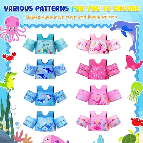 Miniatura 6 de MoKo Chaleco de natación para niños pequeños de 13-30/20-50/22-66 libras, flotadores de brazo de natación de dibujos animados, alas de agua