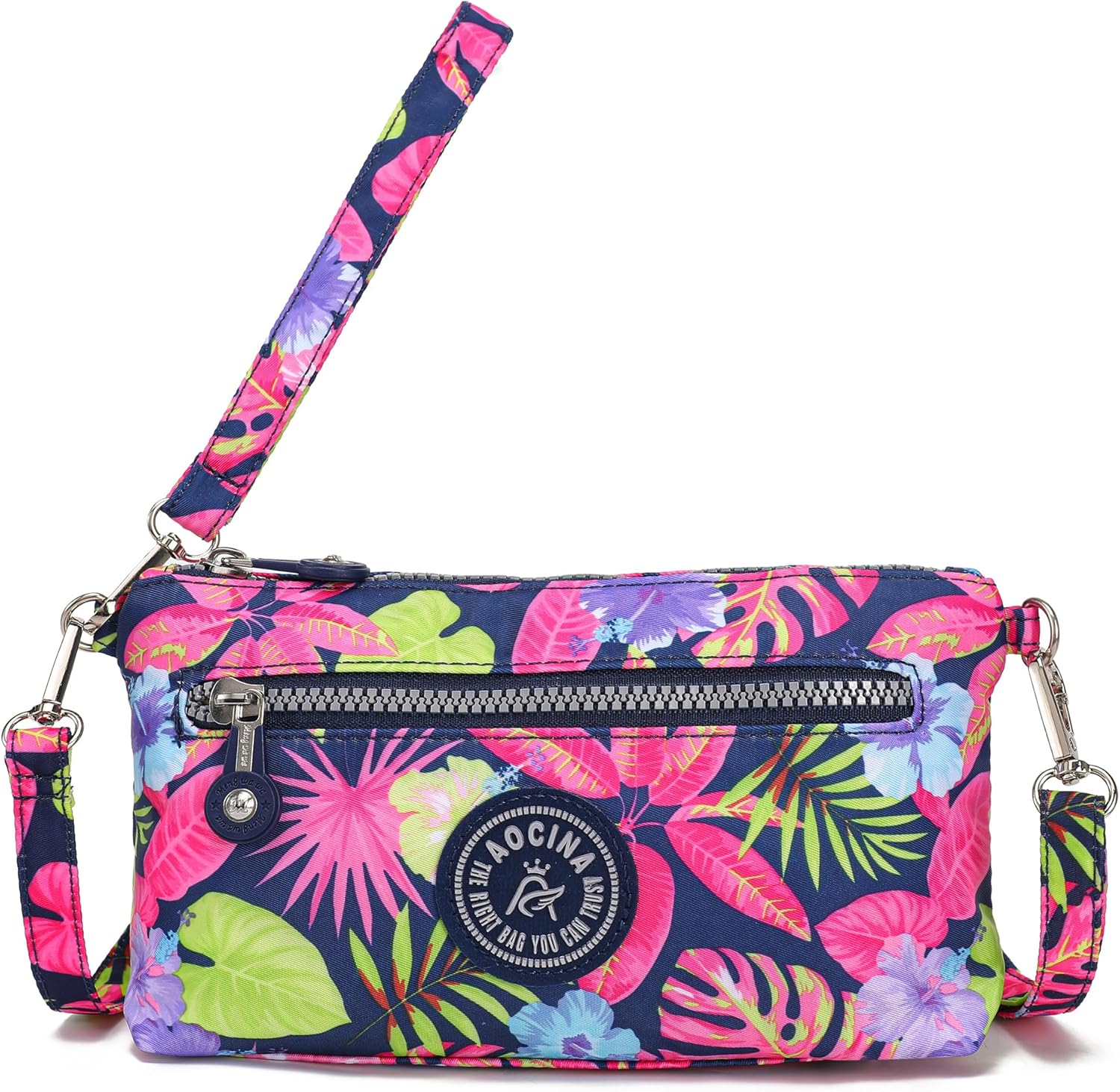 AOCINA Small Wristlet Wallets for Women RFID Blocking Crossbody Purses Nylon Cell Phone Bag for Daily Travel