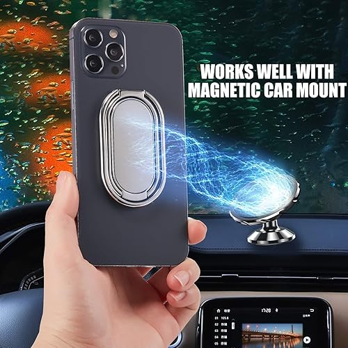 Miniatura 5 de Rimyam Soporte para anillo de teléfono, soporte plegable para teléfono celular, rotación de 360, soporte de agarre de anillo de metal para montaje