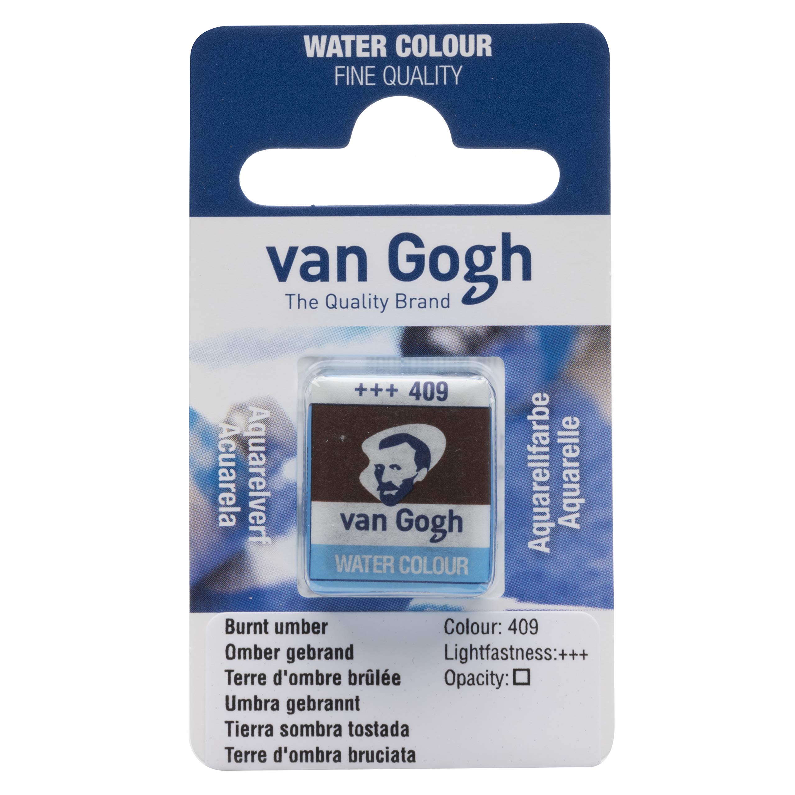 Van Gogh Watercolour Paint, Half Pan, Burnt Umber 409
