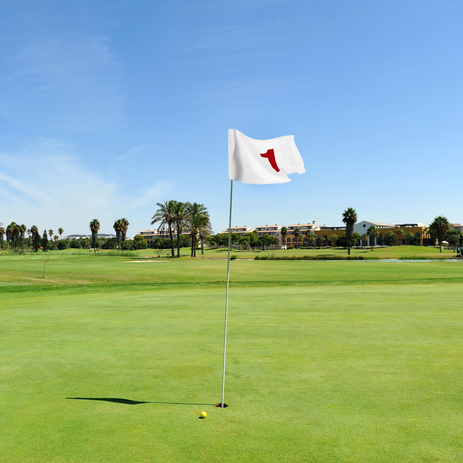 9 Stück große nummerierte Golfflaggen mit Schlauch eingesetzt, 50,8 cm L x 35,6 cm H, übergroße Putting grüne Flaggen, weiße Nummer 1-9, 420D Nylon-Flagge für Hof, Innen- und Außenbereich, Hinterhof,