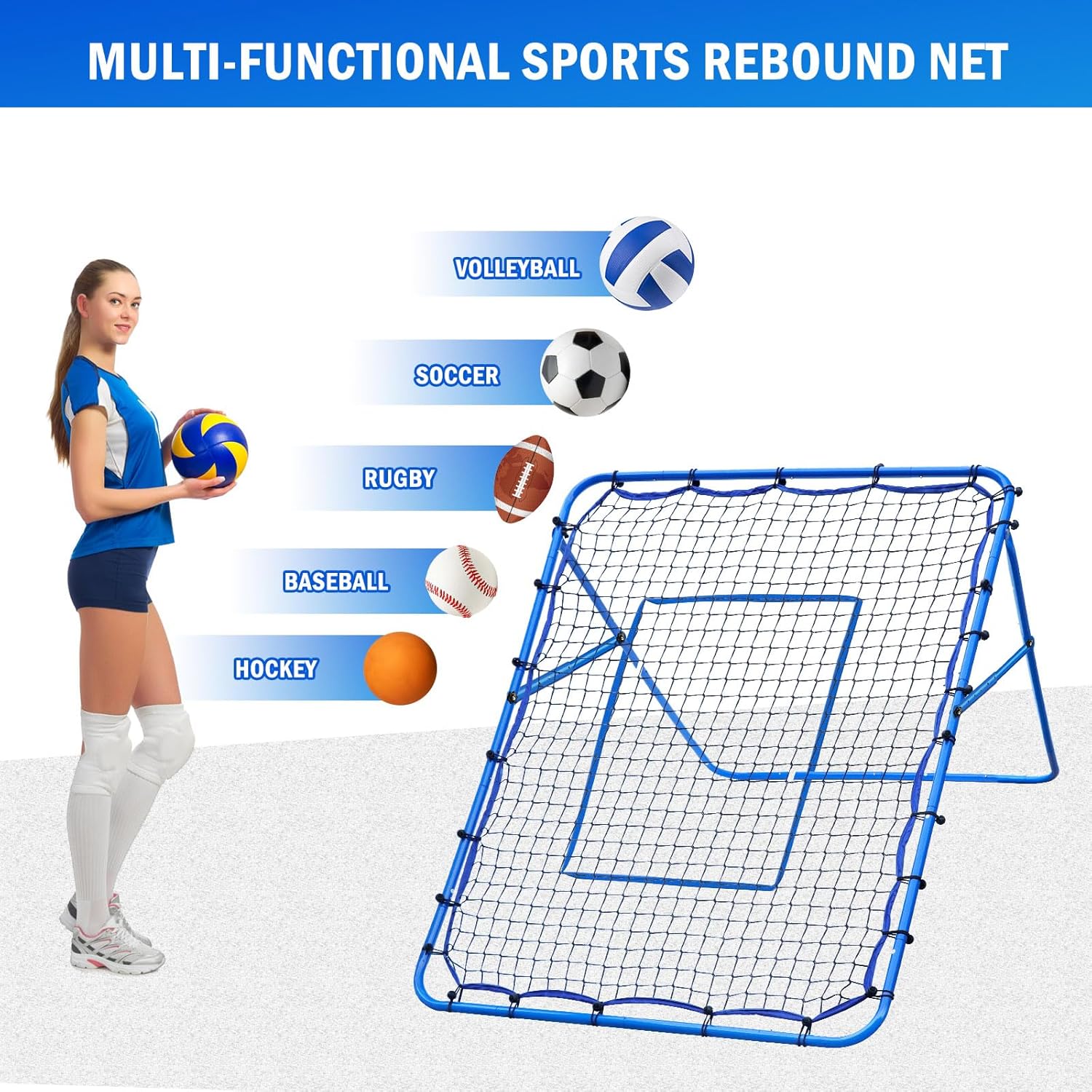 Volleyball Baseball Rebounder Net, Softball Rebounder Pitchback Net Quick Adjustments, Quick Adjustments Lacrosse Bounce Back Practice Equipment, Ideal for Outdoor Indoor and Backyard Training - Image 8