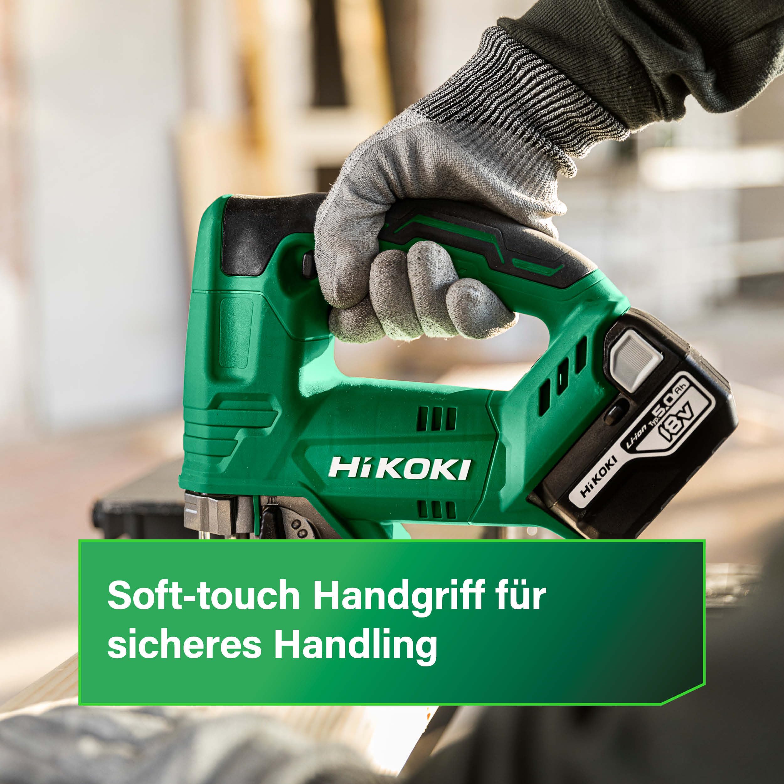 HiKOKI Akku-Stichsäge CJ18DA (18V, Li-Ion, 26mm Hubhöhe, 4-stufige Pendelhubfunktion, Werkzeuglose Sägeblattaufnahme, Regelelektronik, LED, im Transportkoffer, ohne Akku und Ladegerät), 276x202x81 mm | Ohne Akku & Ladegerät, inkl. HSC III Koffer, LED, Säg