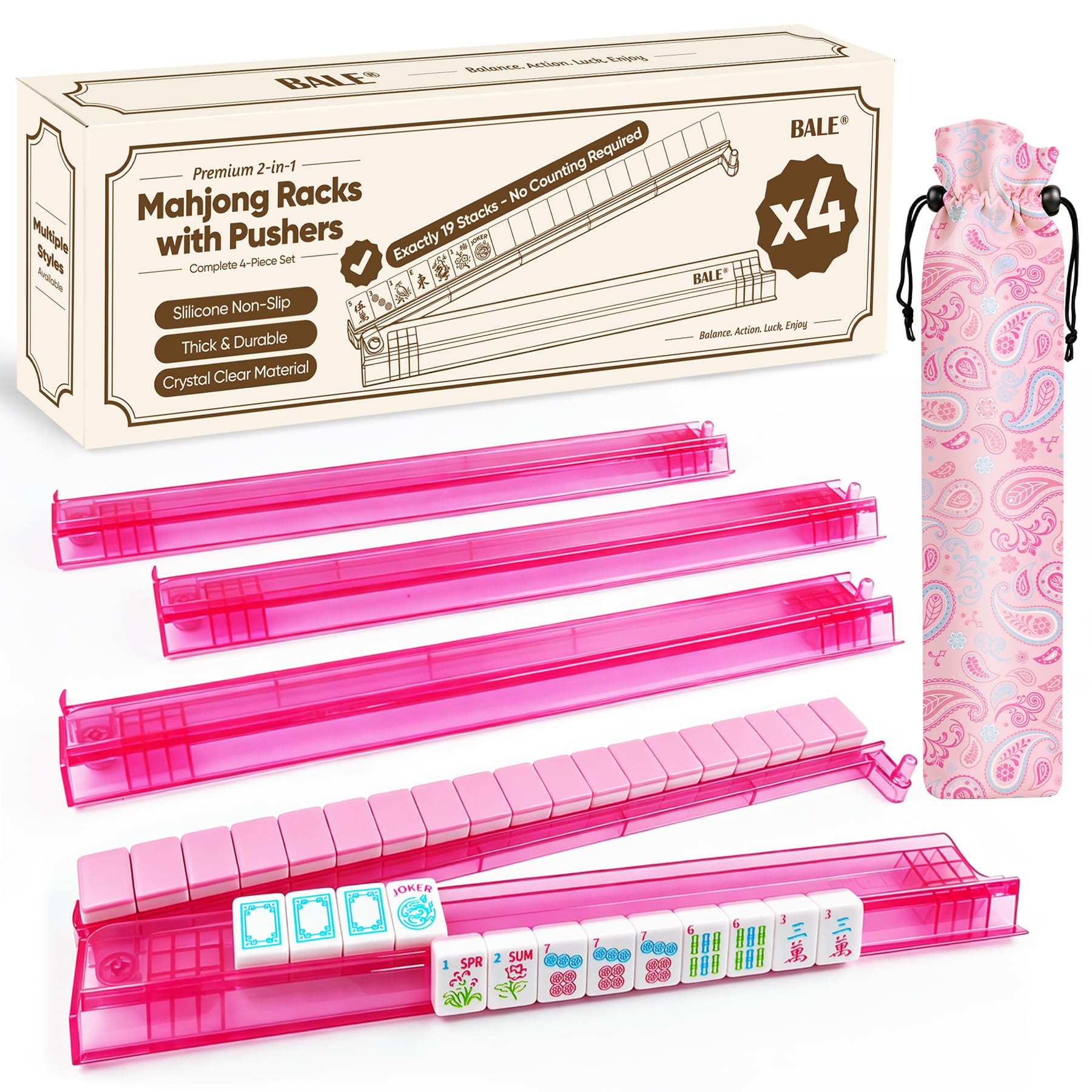 Photo 1 of BALE Mahjong Racks with Pushers, Set of 4, Hot Pink