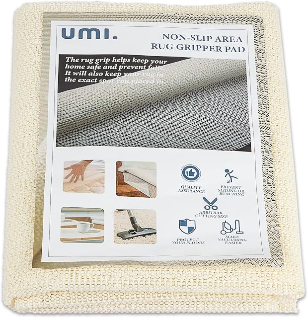 Amazon Brand - Umi Anti Slip Rug for Carpet Underlay 100 x 160 cm, Non Slip Mat Carpet PVC Rug Gripper Rubber Waterproof Multipurpose for Drawer Shelf Liner, Hard Wooden Floor Cushions - White (EL16)