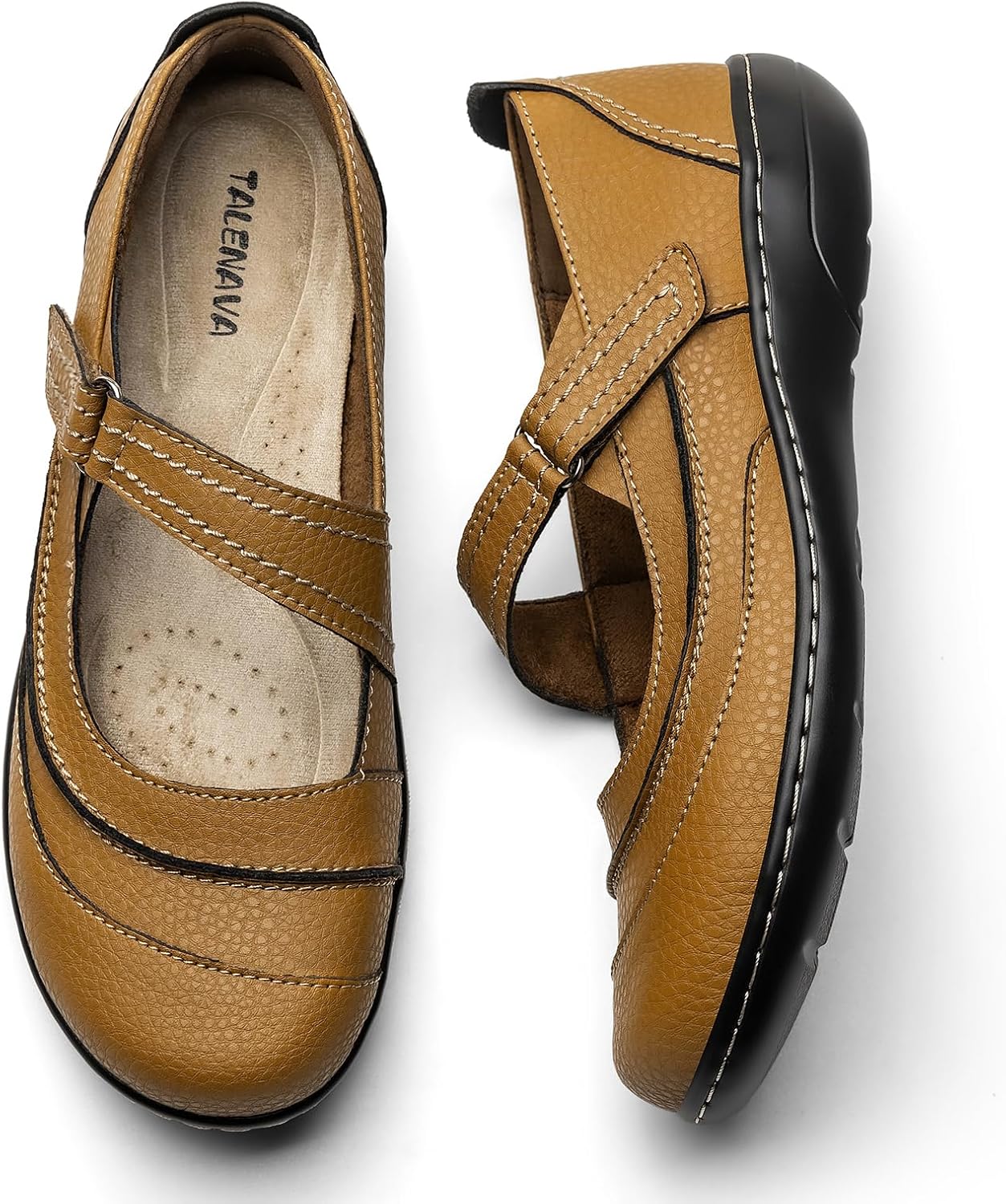 Women's Comfortable & Lightweight Leather Mary Jane Flats Versatile Business Casual Dress Shoes Work Office Cute Stylish Everyday Walking Shoes - Image 9