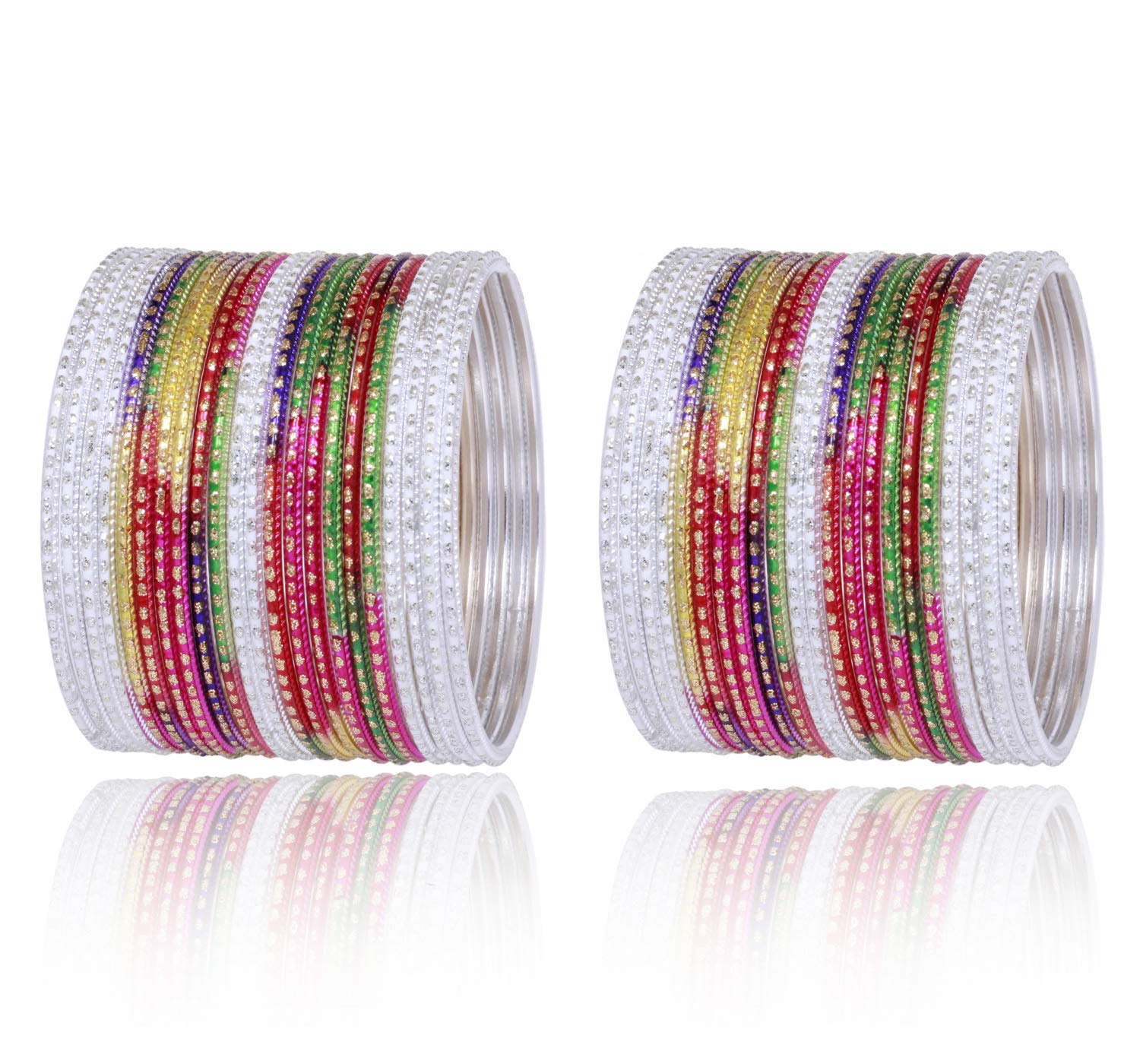 SUKH COLLECTION JEWELLERY(SCJ)Indian Traditional Bangles Women Wedding & Party Wear Pakistani Matching Outfit Color Bridal 44Pcs Bangle Churi Bracelets Set Jewelry