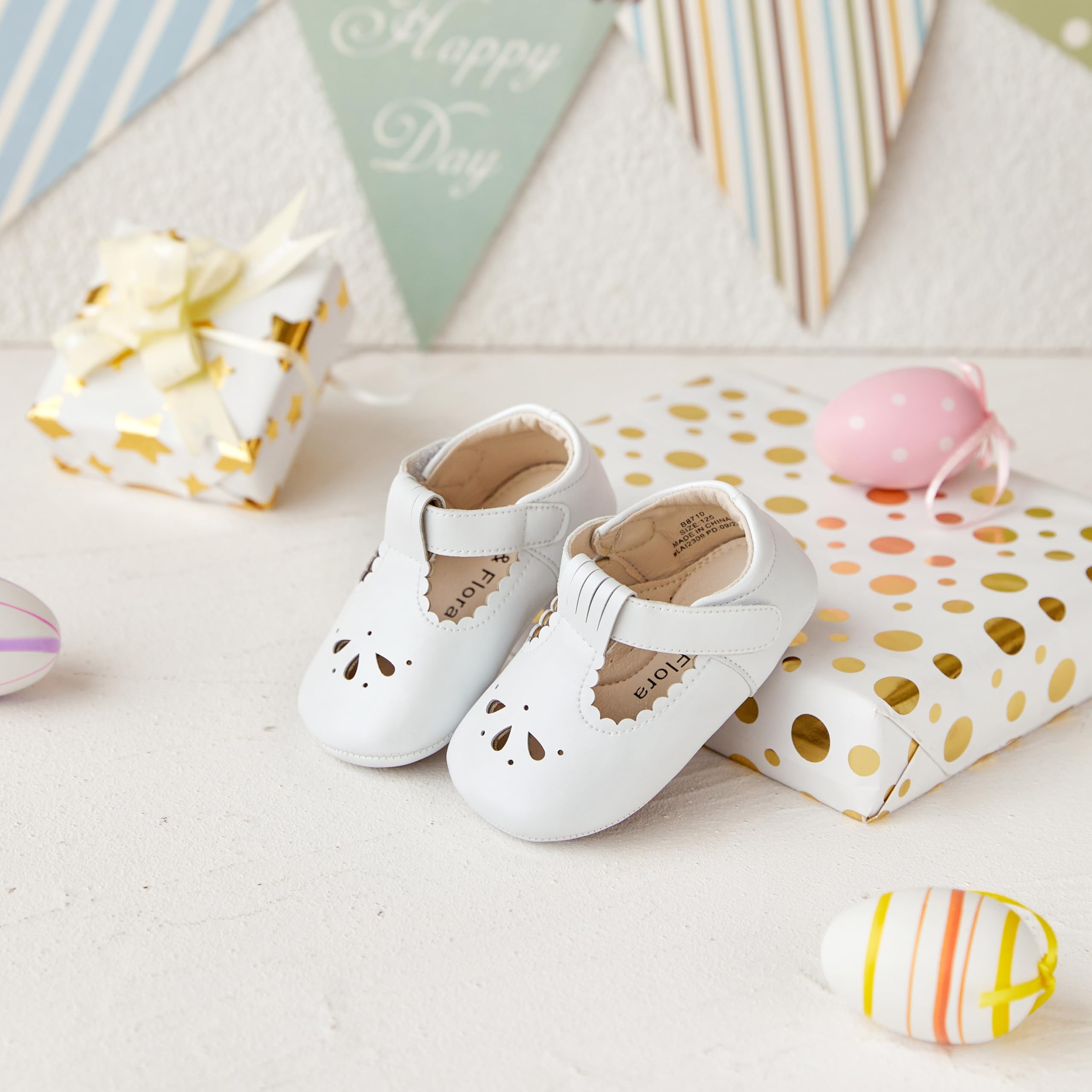 Soft Sole White Baby Shoes - Infant Baby Walking Shoes Moccasinss Rubber Sole Crib (White,12-18 Months Infant)