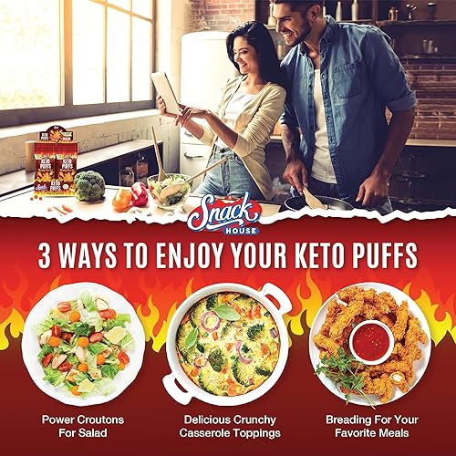 Vista 12 de Carolina BBQ High Protein Puffs - Low Carb Snacks, 15g of Protein, Healthy Gluten & Grain Free Snack Food - Low Calorie Guilt Free Keto Diet