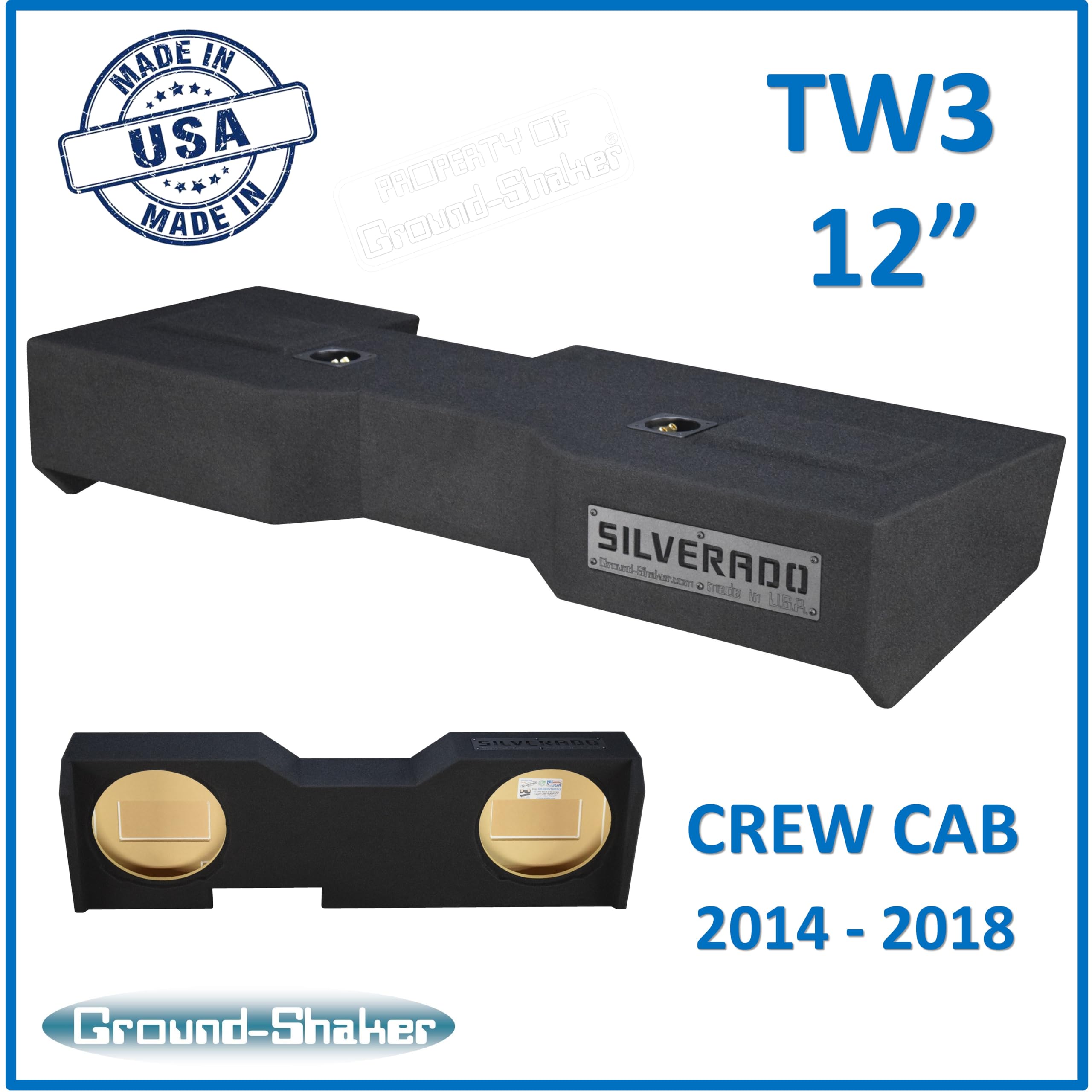 Chevy Silverado Crew-Cab 2014-2018 Dual Sub Box Subwoofer Enclosure (12