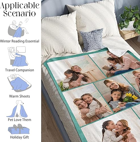 Miniatura 4 de Youltar Manta personalizada con fotostexto, manta personalizada con fotos para familiares y amigos, Navidad, Halloween, cumpleaños, boda, regalos