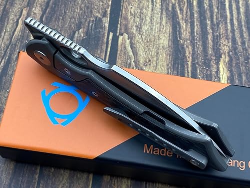 Miniatura 9 de Sixleaf Cuchillo plegable M390 Hoja TC4 aleación de titaniofibra de carbono Mango SL-28