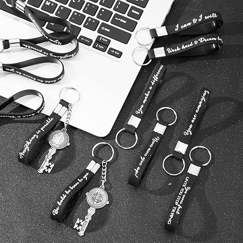 Miniatura 5 de 24 llaveros inspiradores de regalo para mujeres, con cita motivacional, llaveros de agradecimiento para profesores, Negro -