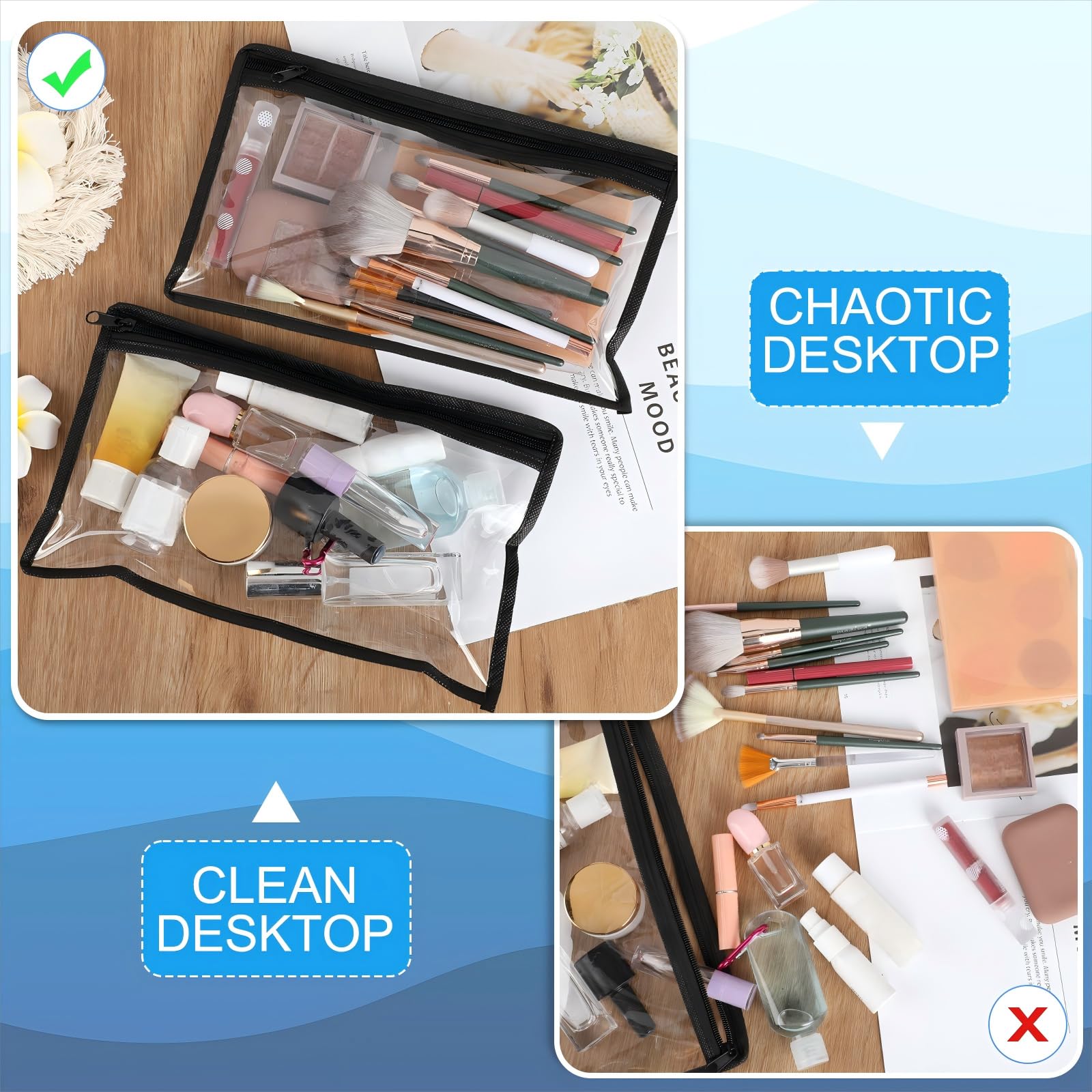Ireer Paquete de 18 Bolsas Transparentes de PVC con Cremallera, 11.5 x 7 Pulgadas, Bolsas de Almacenamiento Multiusos para organizar cosméticos de Viaje, Documentos, Archivos, Suministros de Oficina