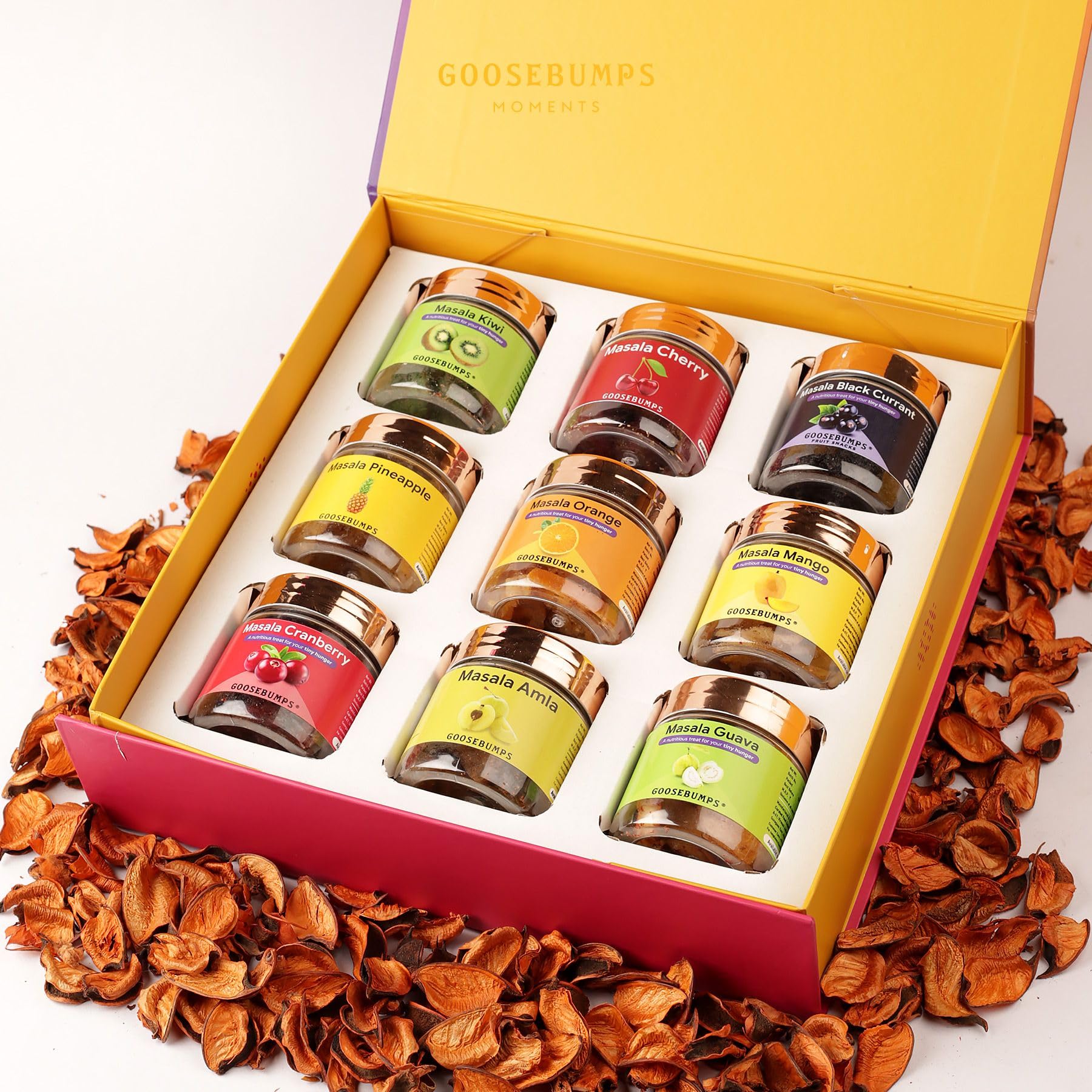 Goosebumps Carnival Gift Box For Diwali Pack of 9 | The Perfect Mix of Tradition & Indulgence | Contains 9 varieties of Signature Masala Fruits | Premium Gift Hamper For Diwali Celebration | 495 GMS-image-49