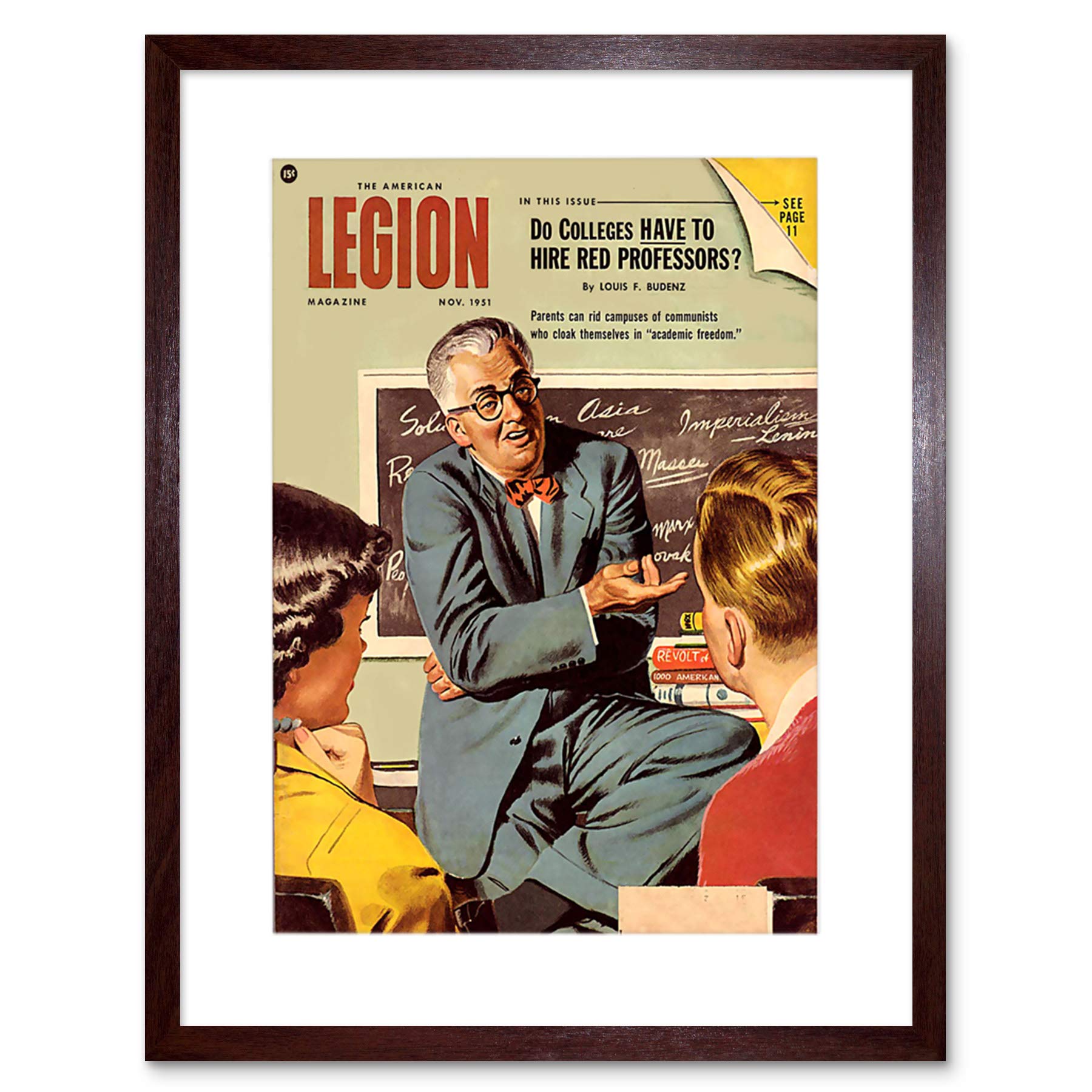 Wee Blue Coo Magazine Cover 1951 American Legion Communist Professors Framed Wall Art Print