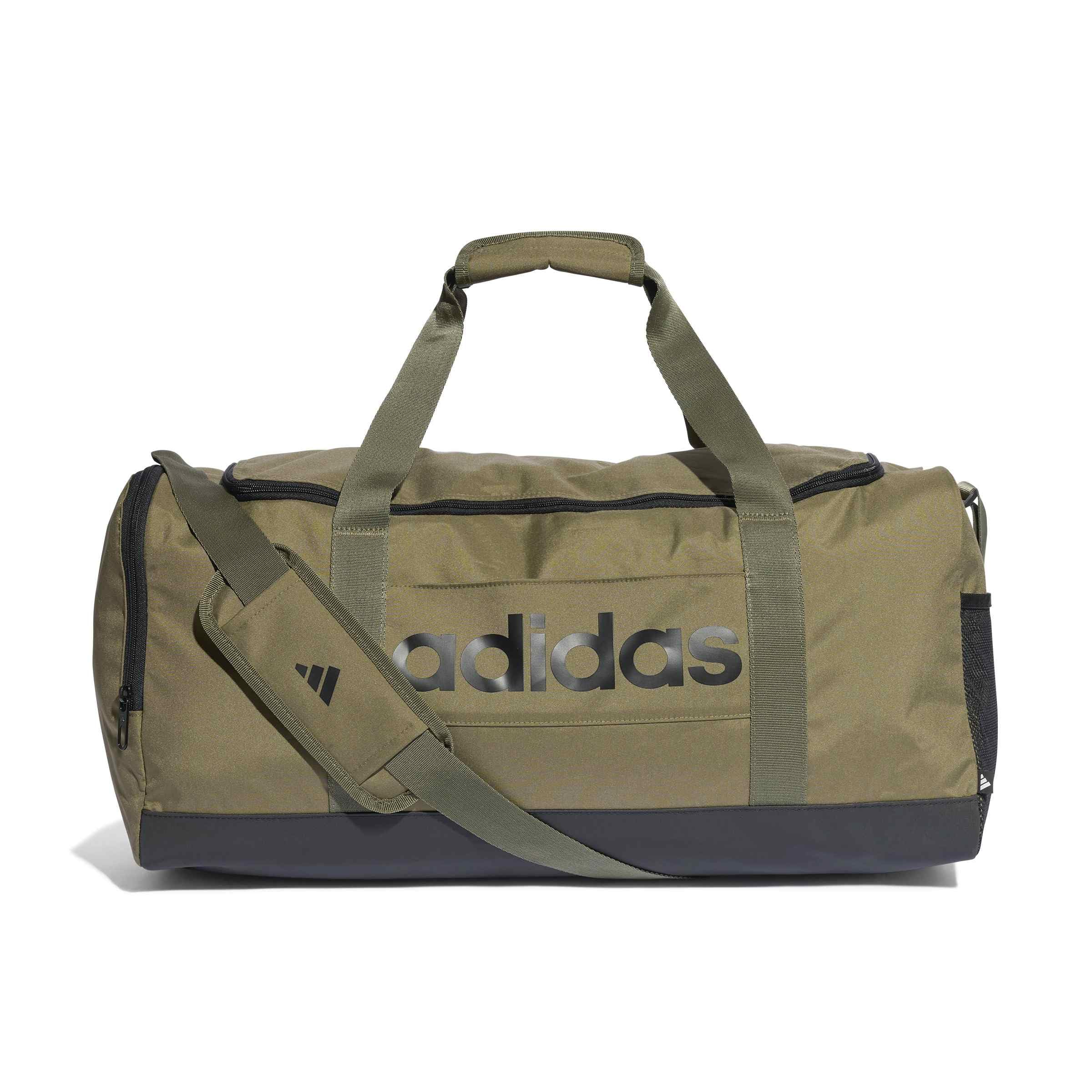 adidas Unisex Essentials Linear Duffel Bag, Olive strata/Black, M