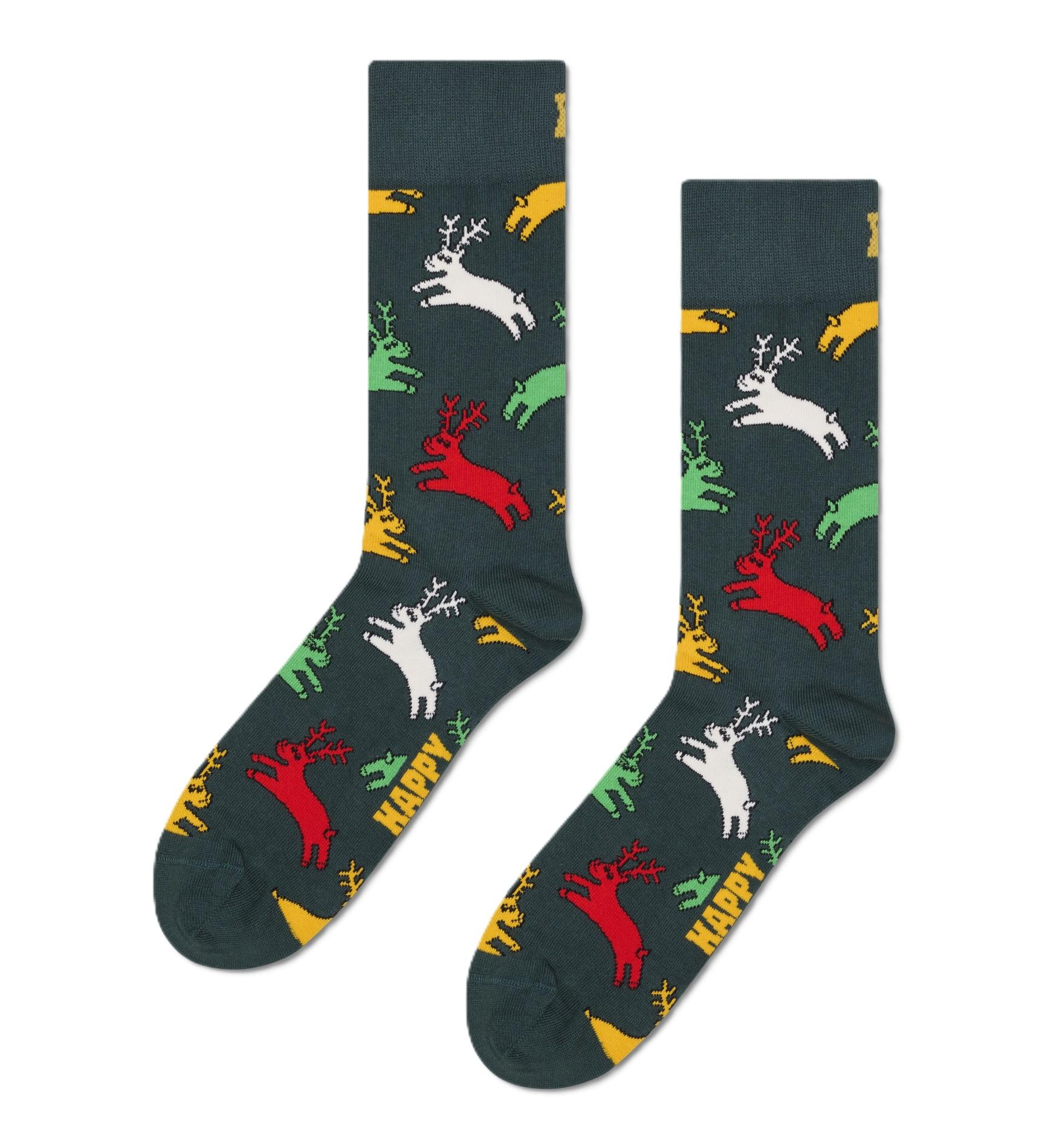 Happy Socks Reindeer Sock, Dark Green, 41-46