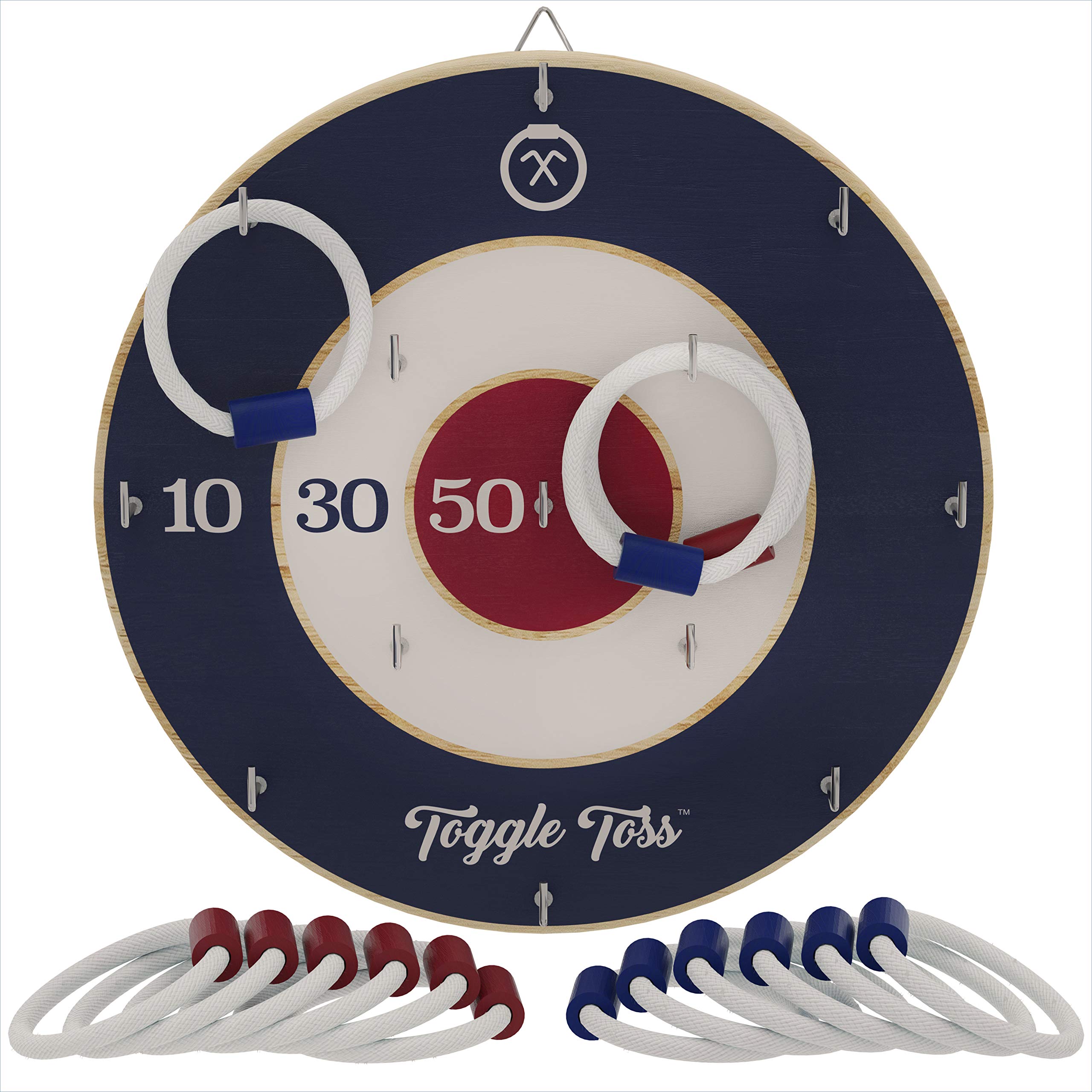 Toggle Toss Official Wall-Mounted Ring Toss Game Set - Fun Bar Games & Wall Games for Game Room or Basement – Perfect for Adults & Kids