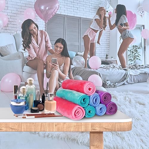 Miniatura 7 de Nugilla Paños removedores de maquillaje, 8 paquetes de toallas removedoras de maquillaje reutilizables, paño facial de microfibra suave para mujeres