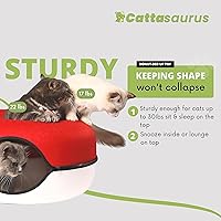 Vista 2 de Cattasaurus Peekaboo Cueva Dona para Gatos para Gatos Múltiples y Grandes de hasta 30-45 libras, Cama para Gatos Autocalentable 3 en 1, Túnel