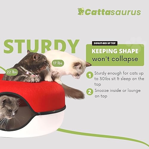 Miniatura 6 de Cattasaurus - Cueva con ventana para varios gatos y gatos grandes de 30 a 45 libras, resiste arañazos, cama túnel desmontable y lavable, cómoda, en