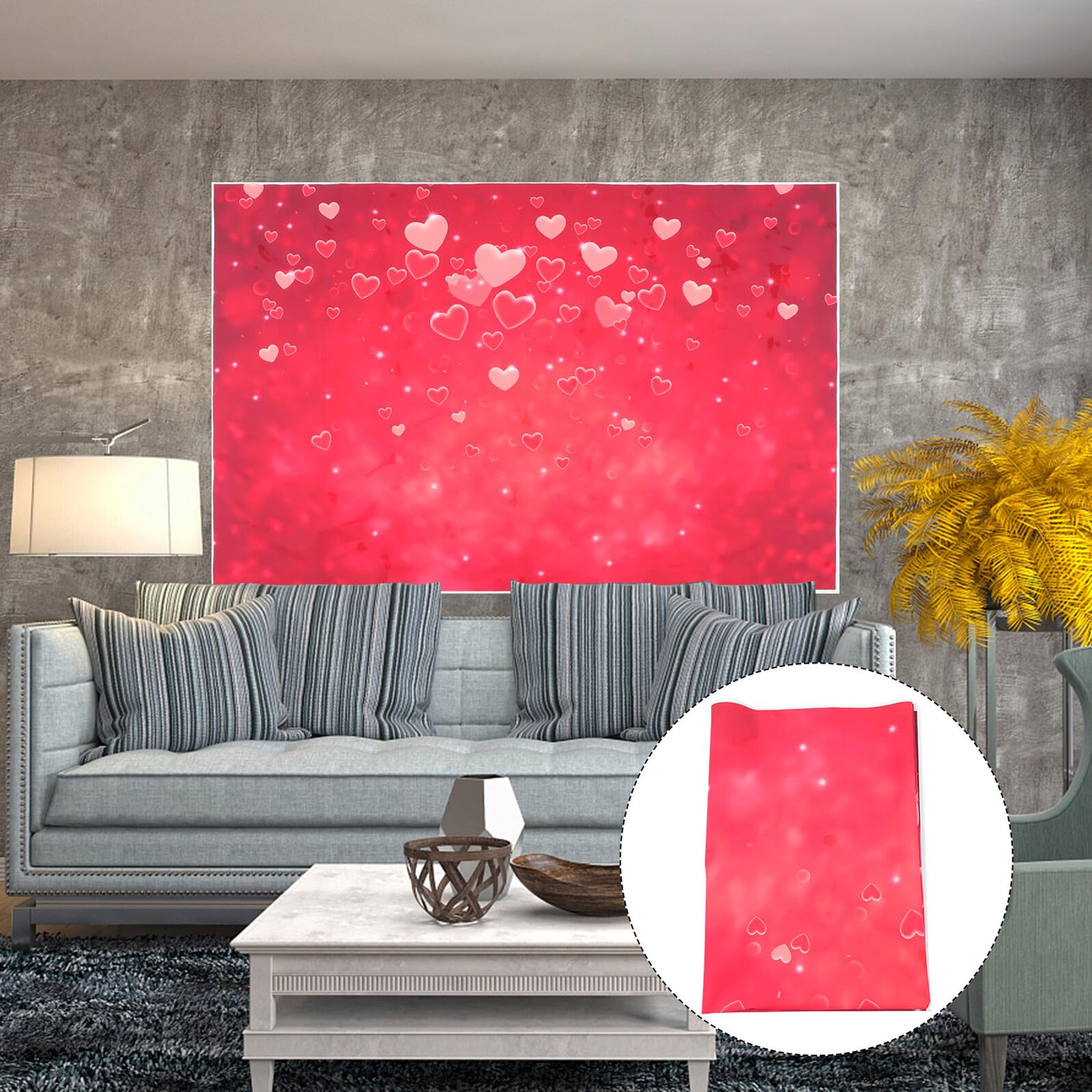 Housoutil Sfondo Fotografico Poliestere Motivo a Cuore per Decorazioni Matrimonio e Feste di San Sfondo per Eventi e Foto di Famiglia Decorazione Murale Pieghevole per Studio Fotografico