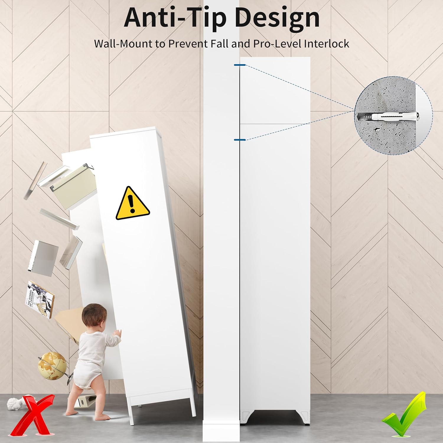90 " Tall Metal Kitchen Pantry Storage Cabinet with Doors and 4 Adjustable Shelves, Extra Large Heavy Duty Steel Storage Cabinet for Kitchen, Garage, Living Room, Bedroom , White (2 Packages)