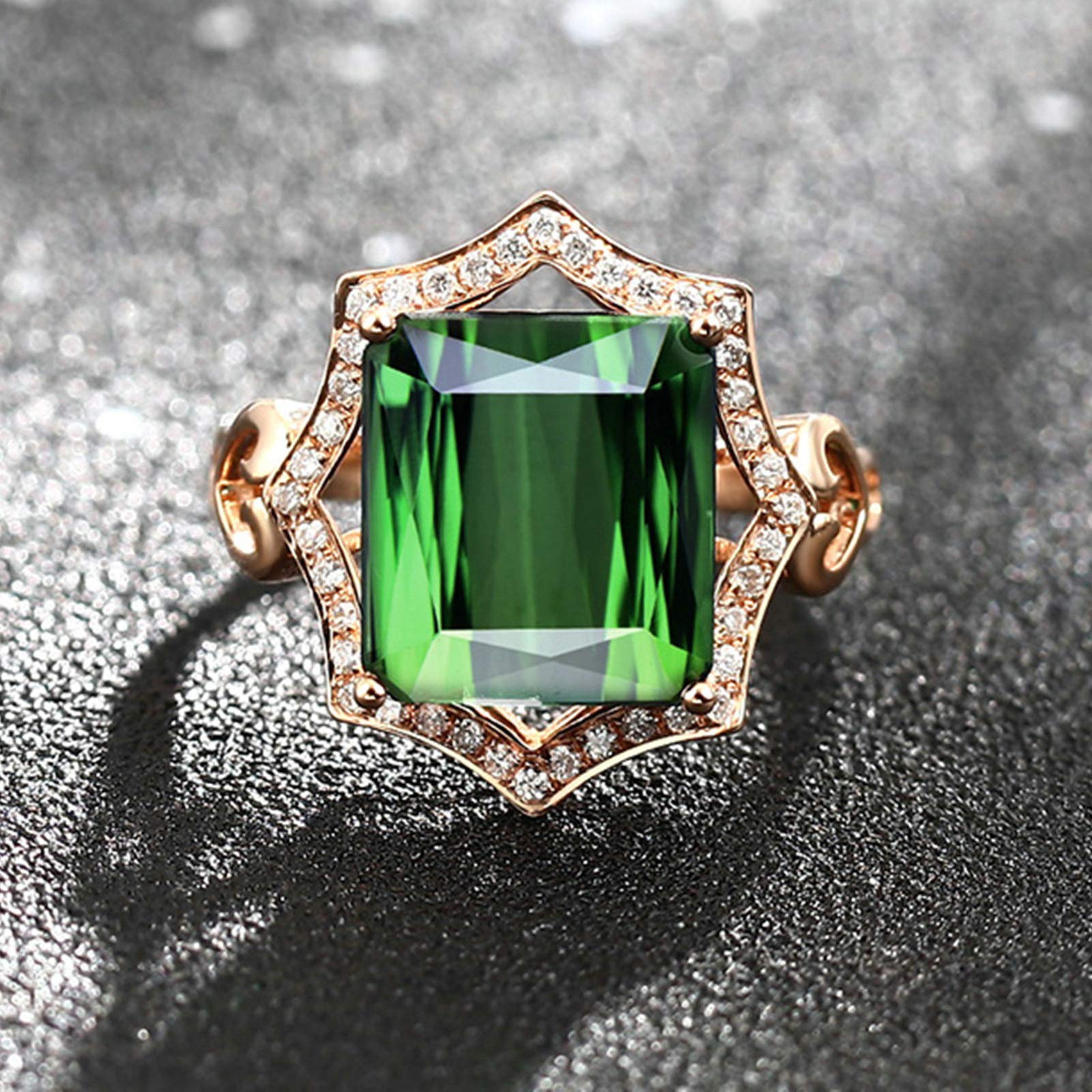 Beydodo Pierścionek z diamentem różowe złoto 750 zielony turmaline 7,35 ct obrączki ślubne dla kobiet e różowe złoto, 65 cm (20,7 cala), colore: różowy (Rosegold), cod. TLLWGZ379