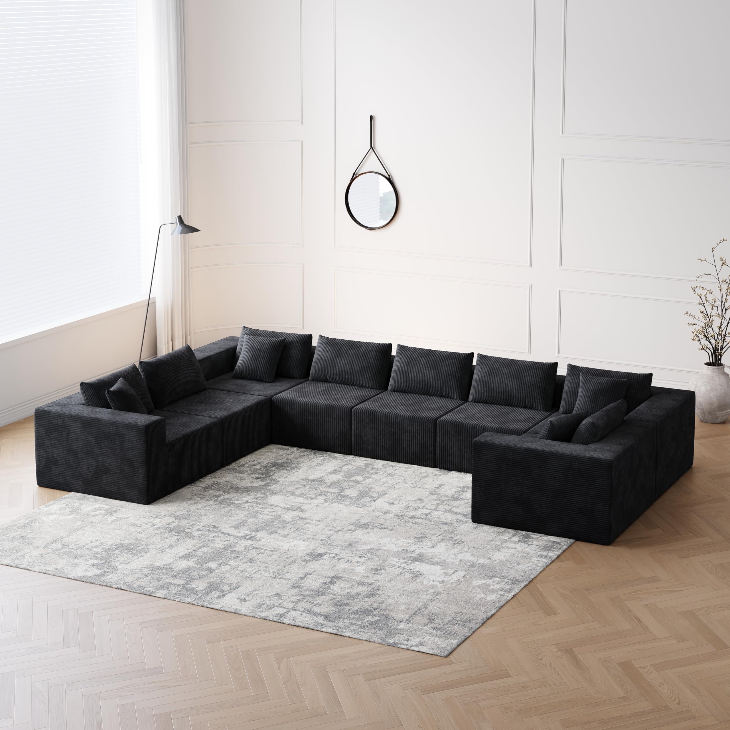 Oversized 8 Seaters Corduroy Modular Sectional Sofa Flexible Combo