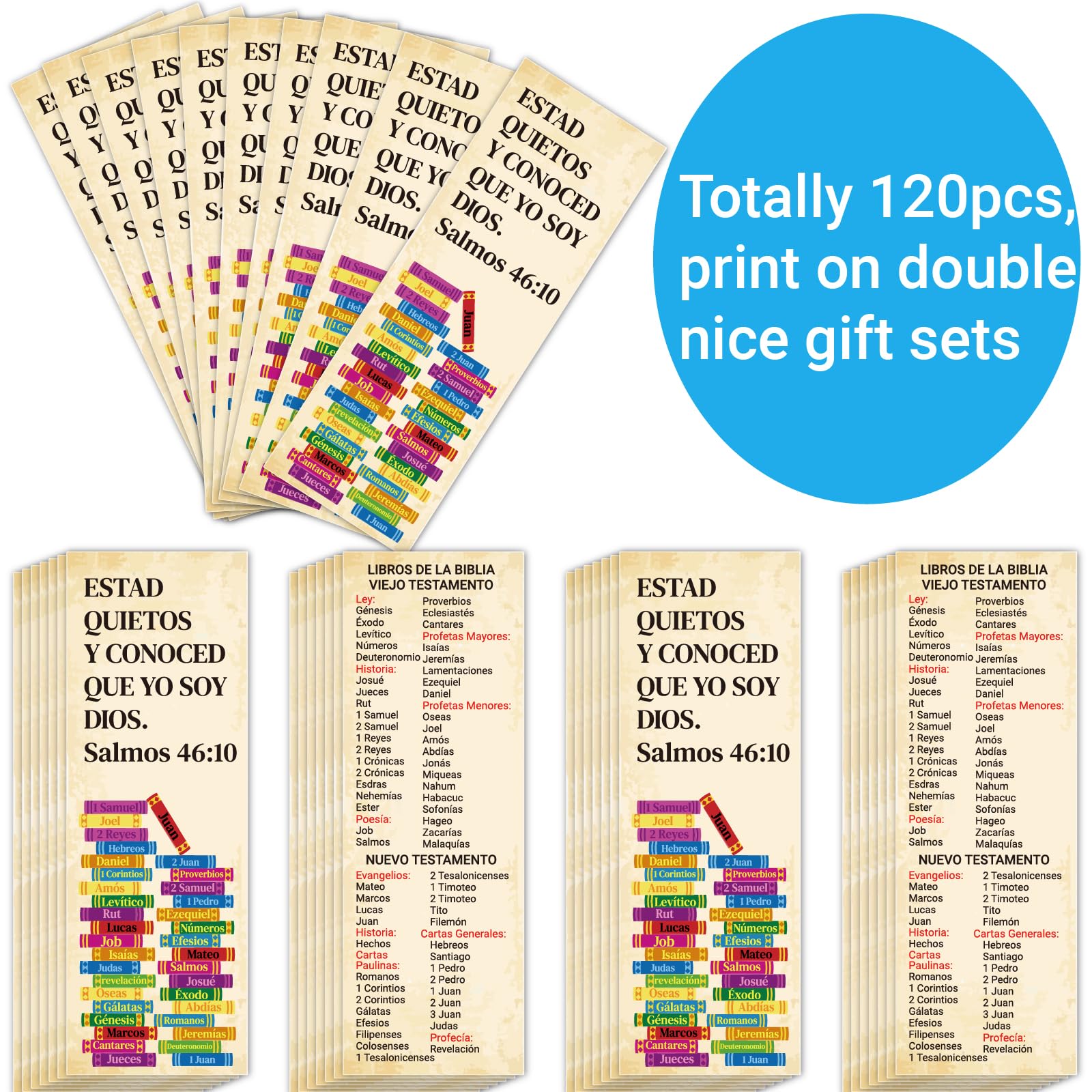 120 marcapáginas en español de la Biblia, versículo religioso de la Biblia, marcapáginas cristianas, tracto evangélico, tarjetas de oración, a granel, marcadores de lectura de las Escrituras para