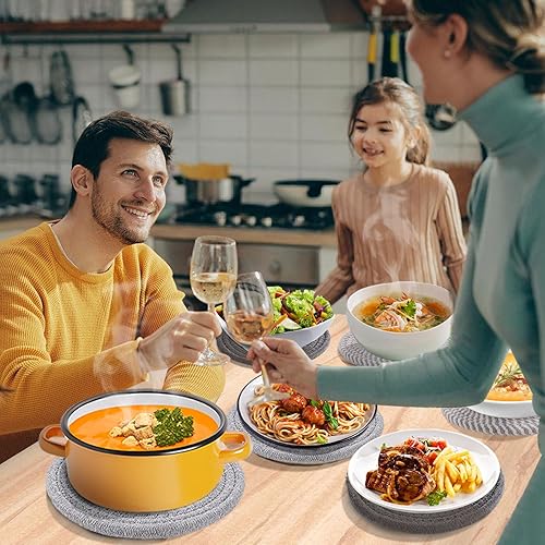 Miniatura 5 de 6 salvamanteles para platos calientes, salvamanteles hechos a mano para ollas y sartenes calientes, tejido de algodón bohemio resistente al calor,