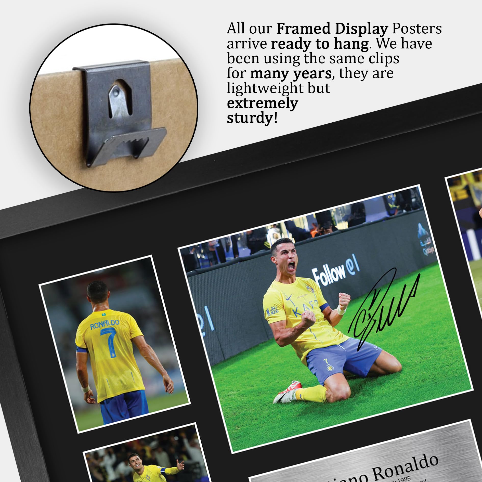 HWC Trading FR A3 Cristiano Ronaldo Al Nassr Gedruckte Memorabilien Signiertes Autogramm Fotodisplay für Fußball Anhänger und Fans - A3 Gerahmt