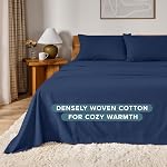 Bare Home Flannel Ensemble de feuilles 100% Coton, Velvety Soft poids lourd - Flanelle double brossée - Poche profonde (Reine, Bleu foncé)