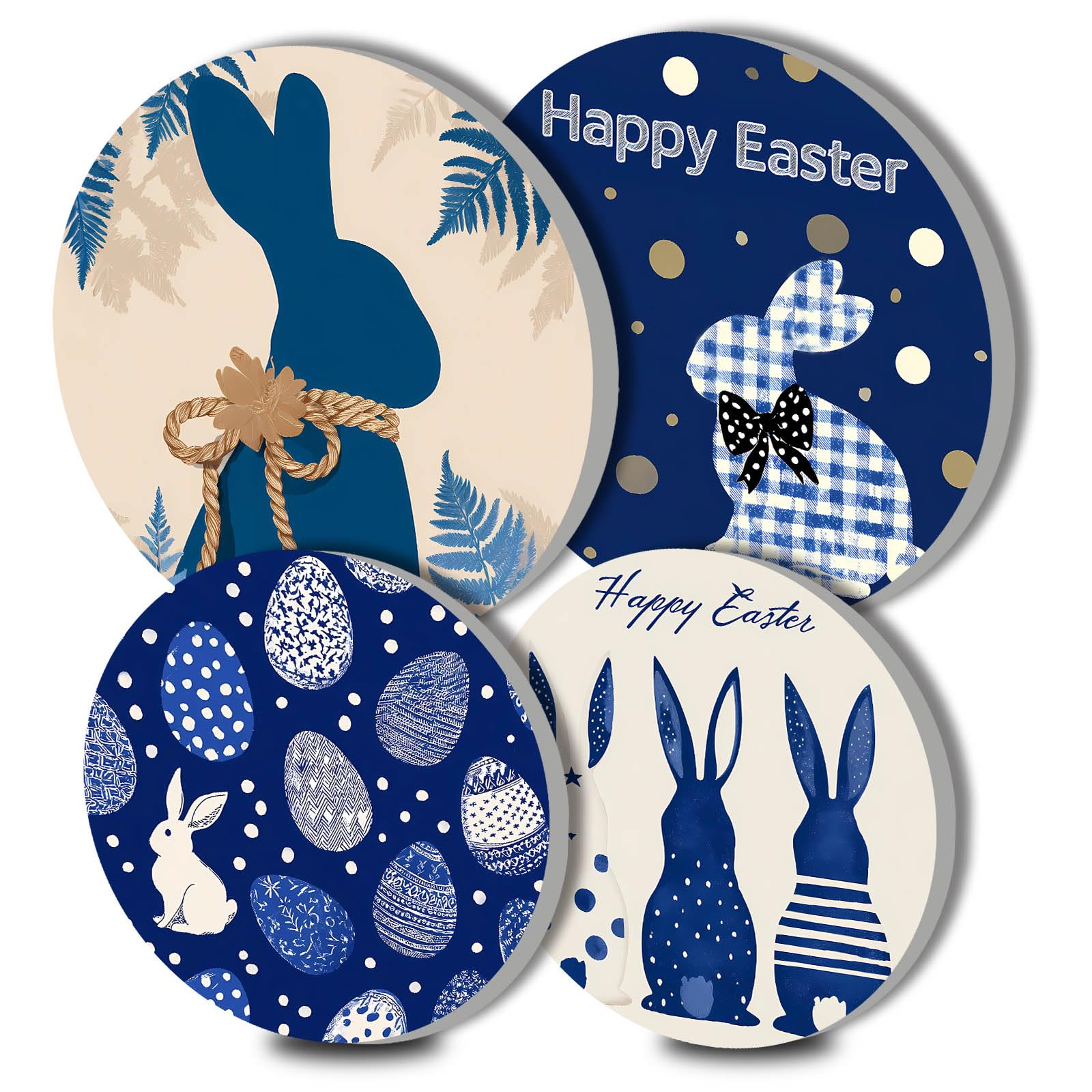 Easter Rabbits Electric Stove Burner Covers，4 Pcs Bunny Round Stove Burner Covers Happy Easter Gas Stove Burner Cover,8 Inch and 10 Inch,Colorful Metal Cooktop Home Decorative