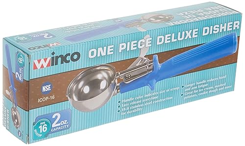 Miniatura 5 de Winco ICOP-16 - Plato de helado con mango azul, tamaño 16, acero inoxidable