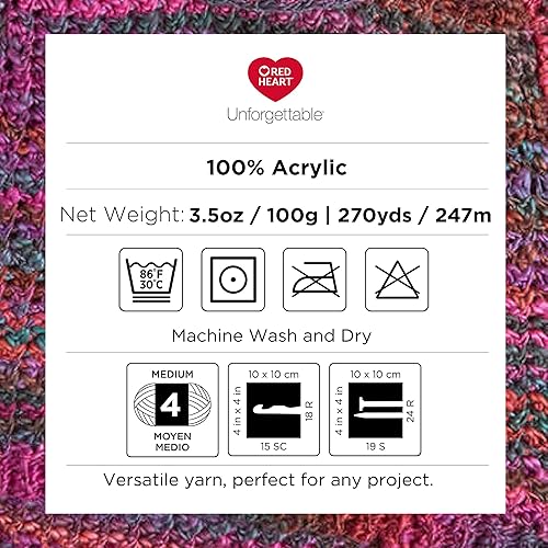 Miniatura 7 de Red Heart Boutique Unforgettable - Ovillo de lana confitada, paquete de 3 unidades de 3.5 onzas, acrílico, 4 medianos (peinado), 270 yardas,