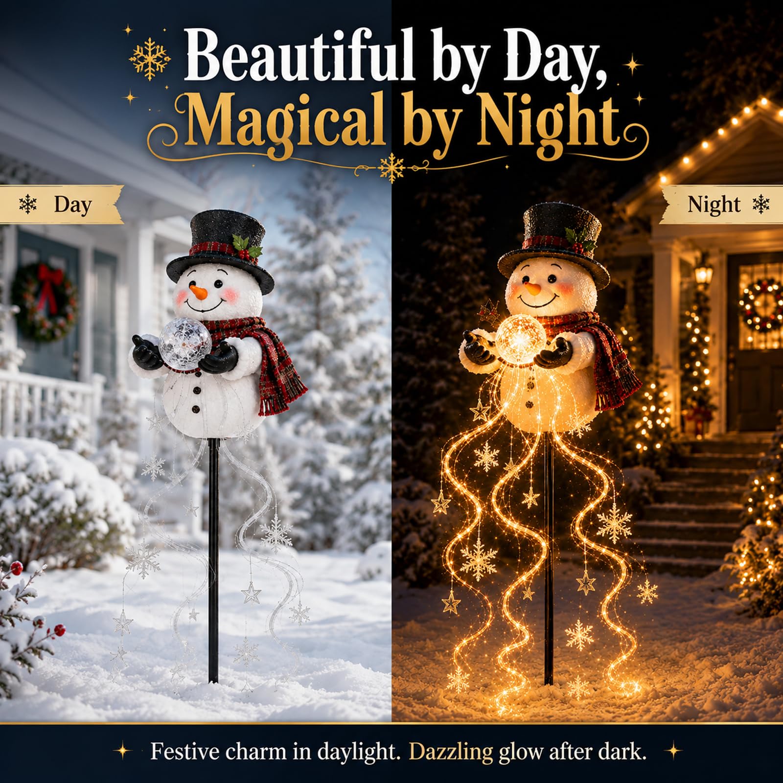 Snowman Magic Fountain - Flowing Snowflake LED Christmas Garden Light (#1)