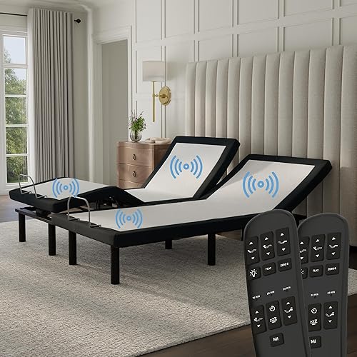 Miniatura 17 de Blissful Nights E4 - Base de cama ajustable King con masaje, anti ronquidos, gravedad cero, carga USB doble, luz nocturna para debajo de la cama,