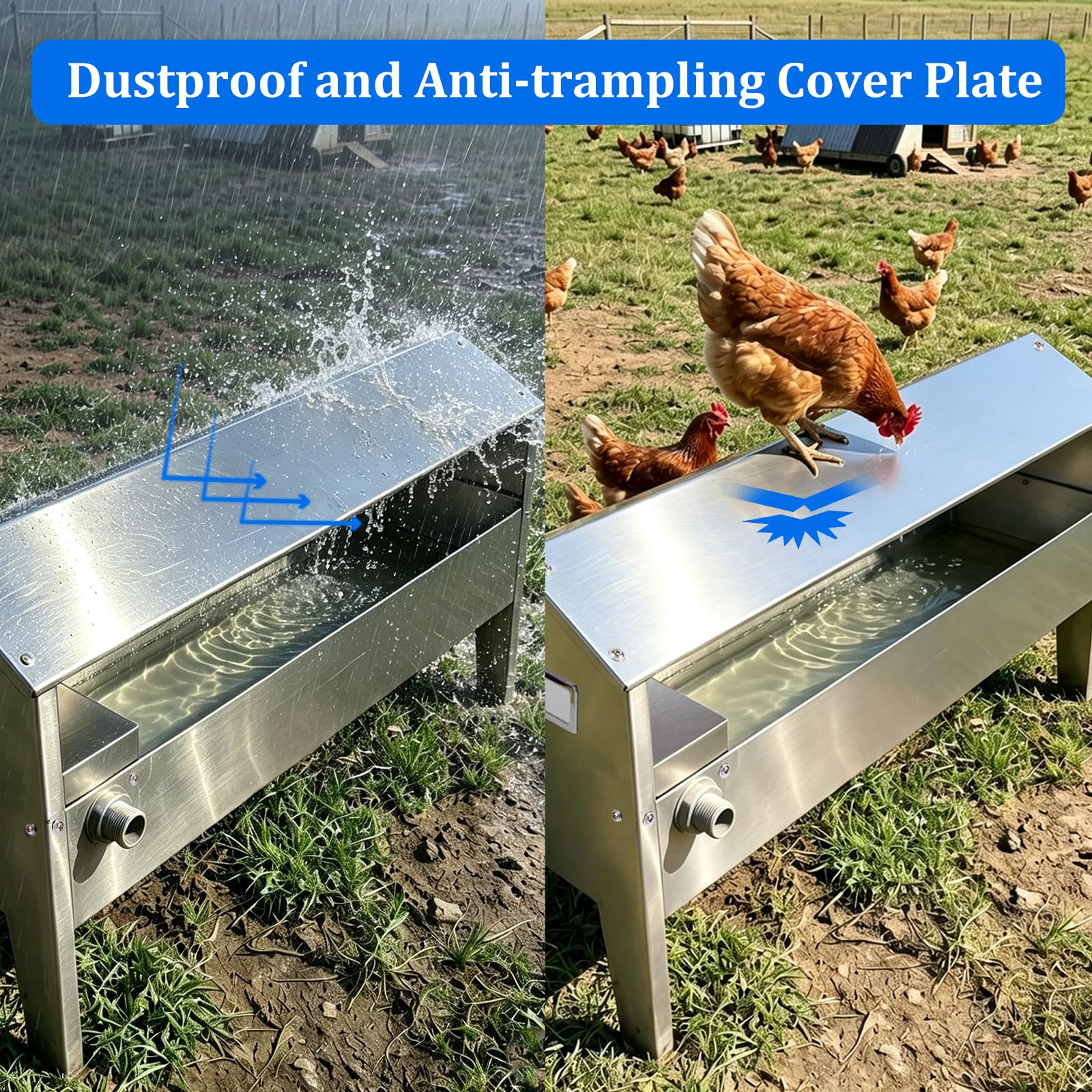 Bebedero automático para pollos de acero inoxidable con válvula de flotador dispensador de agua para pavo, codorniz, pato, ganso