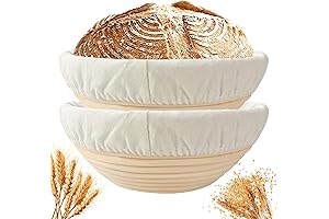 Banneton Bread Proofing Basket Set of 2: Round Sourdough Proofing Bowls for Artisan Bread Making