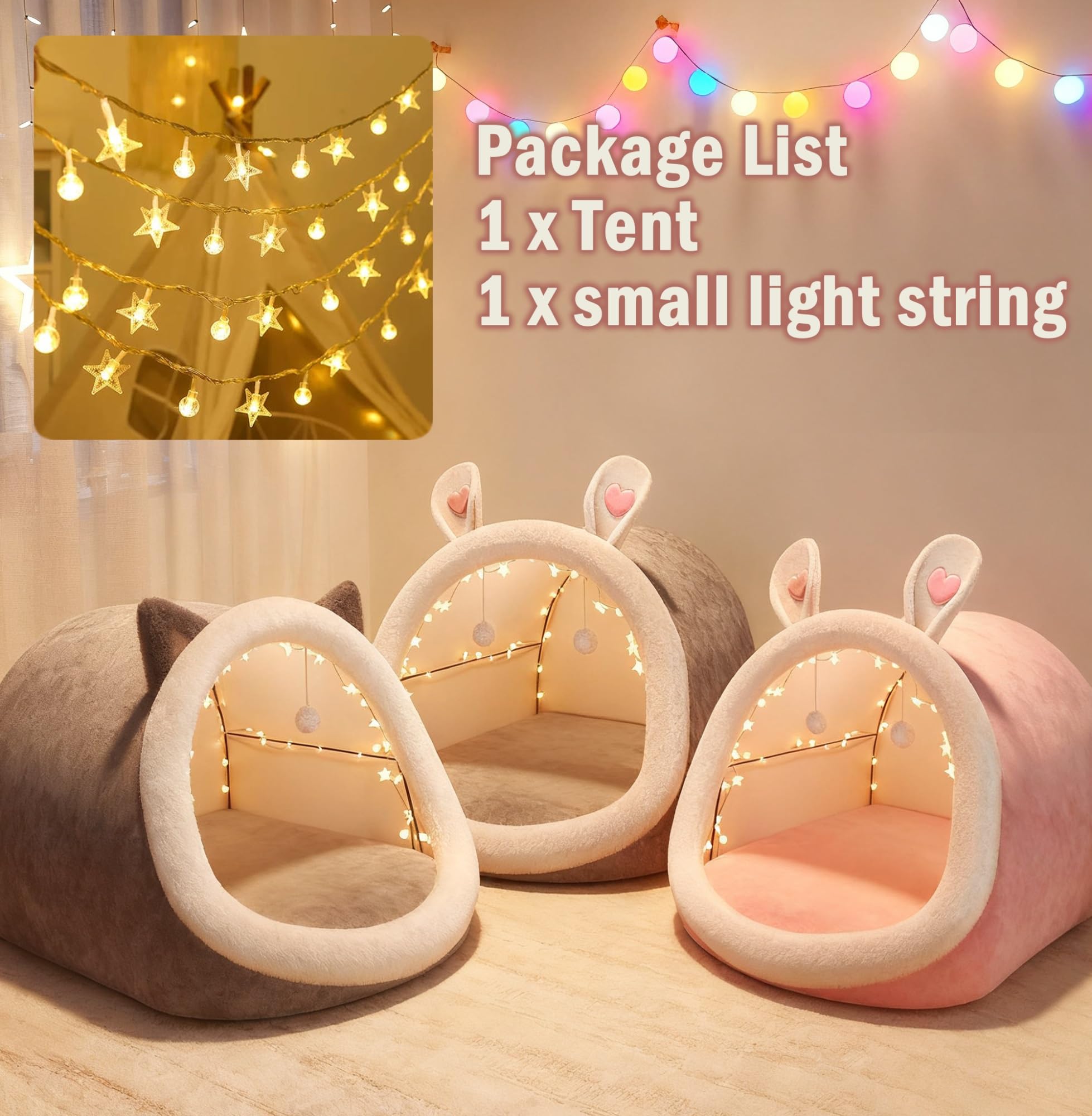 Tenda sensoriale oscurante, ultra morbida, pelosa, rilassante, portatile, con luci a LED(Grigio)