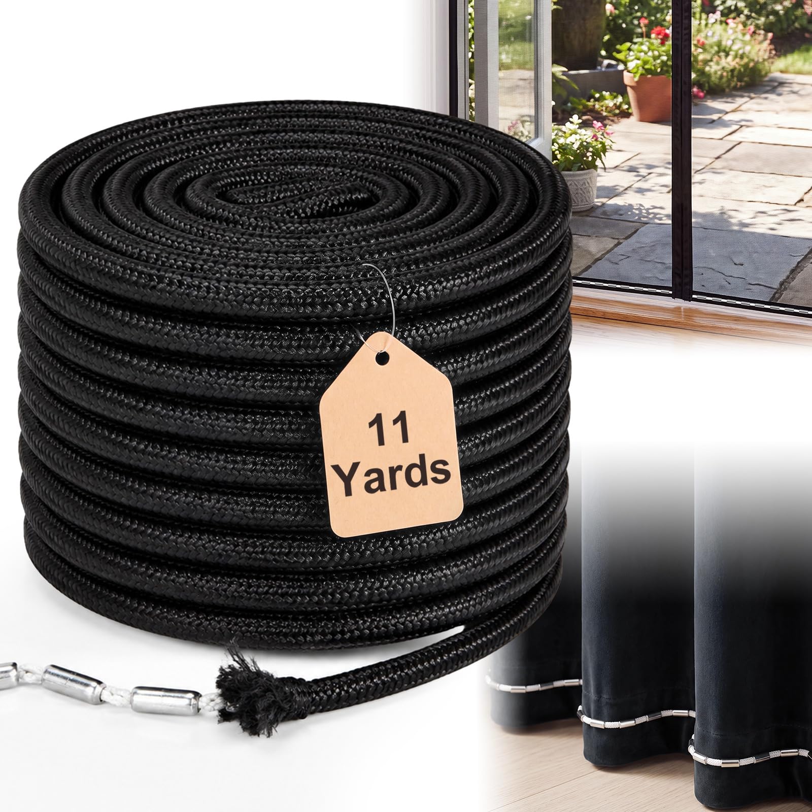 Photo 1 of GliCraft Screen Door Weights Rope - 11 Yards, Black